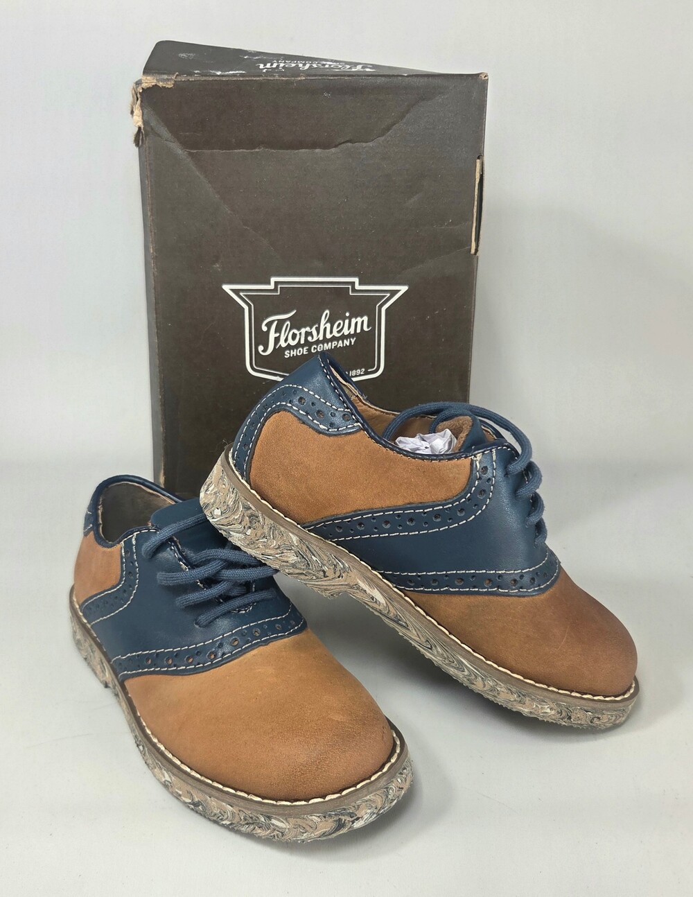 Florsheim Kennett Jr. II Kids Shoes Size 13 M Brown Navy Leather Suede